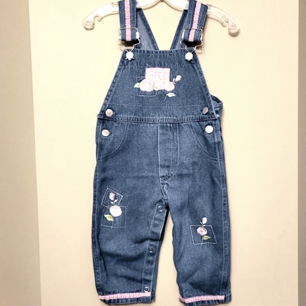 Vintage embroidered denim overalls